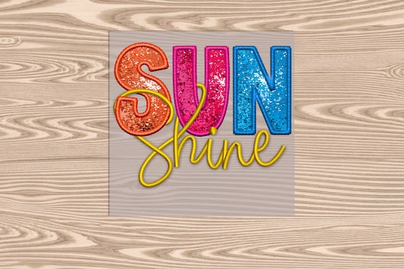 Ready to Press, Sun Shine, (faux sequin embroidery effect printed) heat transfer print, DTF Transfer Print