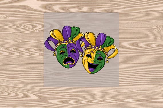 Ready to Press, Mardi Gras Mask Laugh Now Cry Later, DTF Transfer Print