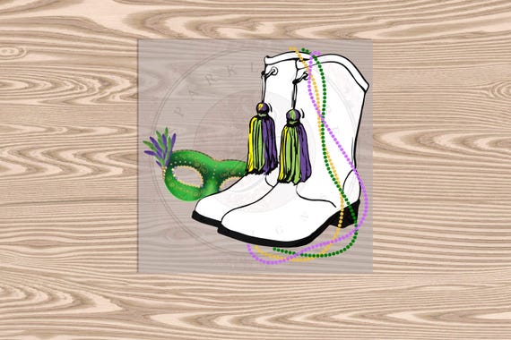 Mardi Gras Boots DTF Transfer