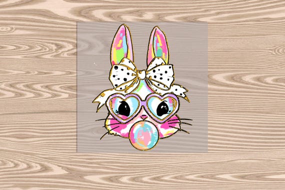 Ready to Press, Girl Bunny Bubble, DTF Transfer Print