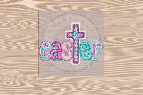 Ready to Press, Easter Cross (Faux sequins), DTF Transfer Print