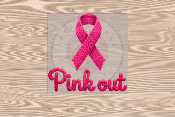 Ready to Press DTF Transfer-Pink Out Ribbon :Faux Yarn & Embroidered Texture Effect