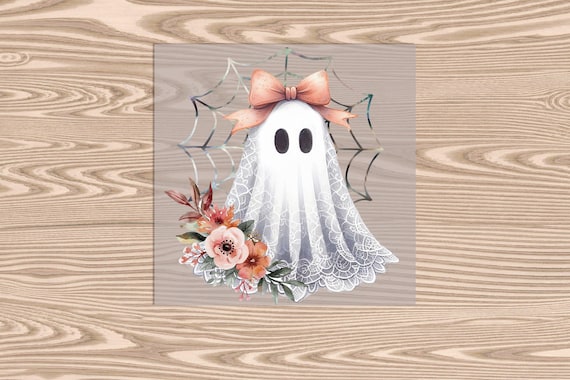Ready to Press, Lace Floral Ghost, heat transfer print, DTF Transfer Print