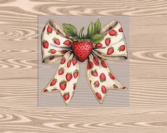 Ready to Press DTF Transfer-Strawberry Bow Coquette,- heat transfer