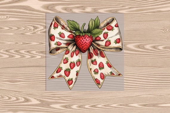 Ready to Press, Strawberry Bow Coquette, DTF Transfer Print