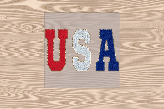 Ready to Press, USA Red White and Blue (Faux Chenile effect) DTF Transfer Print
