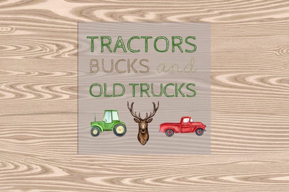 Ready to Press, Tractors Bucks Old Trucks, heat transfer print, DTF Transfer Print