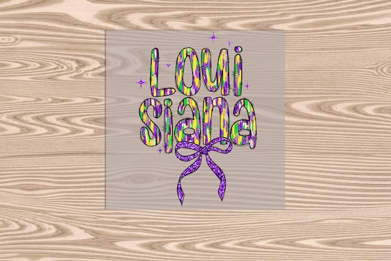 Ready to Press DTF Transfer-Louisiana Bow Brushstroke- faux glitter- heat transfer