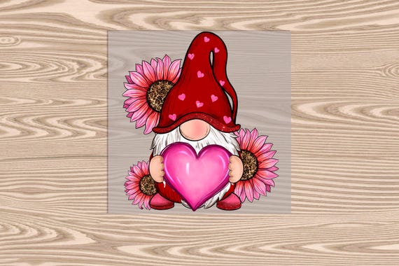 Ready to Press, Valentine's Gnome, DTF Transfer Print, heat transfer print