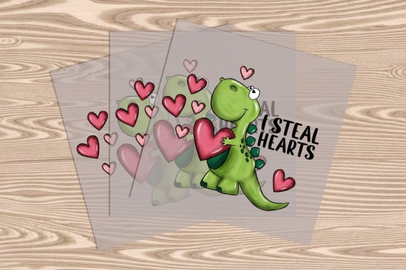 Ready to Press, Steal Hearts Dino, DTF Transfer Print, heat transfer print