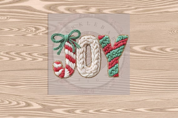 Ready to Press DTF Transfer-Joy :Faux Yarn & Embroidered Texture Effect