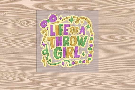 Ready to Press DTF Transfer-Throw Girl Mardi Gras- heat transfer