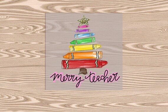 Ready to Press, Merry Teacher Colors Tree, heat transfer print, DTF Transfer Print