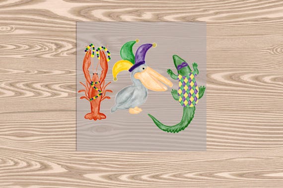 Ready to Press, Mardi Gras- Cajun Animals, DTF Transfer Print