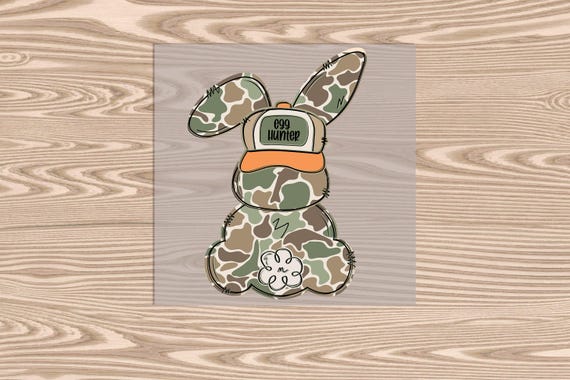 Ready to Press, Camo Boy Bunny, Egg Hunter, DTF Transfer Print