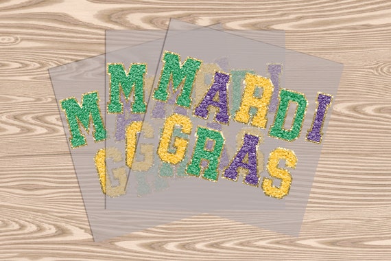 Ready to Press, Chenile Mardi Gras (faux chenile effect printed), DTF Transfer Print