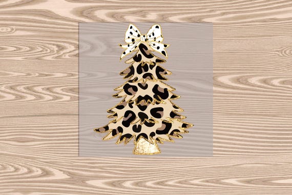 Ready to Press, Leopard Christmas Tree, heat transfer print, DTF Transfer Print