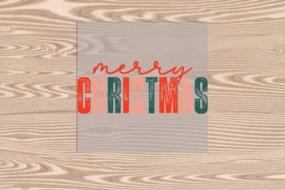 Ready to Press, Red Merry Christmas, heat transfer print, DTF Transfer Print
