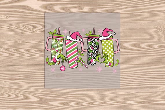 Ready to Press, Green Man Cups, heat transfer print, DTF Transfer Print