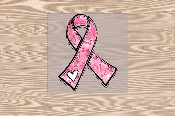 Ready to Press DTF Transfer-Breast Cancer Awareness Pink Ribbon Heart -