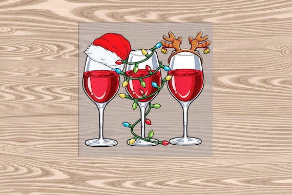 Ready to Press, Christmas Wine, heat transfer print, DTF Transfer Print