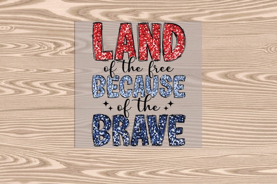Ready to Press, Land Of The Free (faux glitter/sequins- effect printed), heat transfer print, DTF Transfer Print