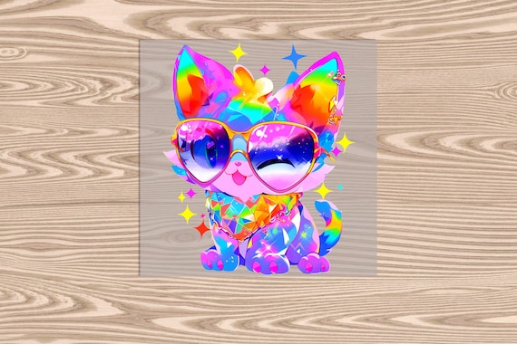 Rainbow Kitty DTF Transfer Print: Ready to Press