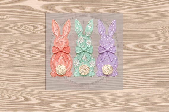 Ready to Press DTF Transfer-Brushstroke Bunny Trio- heat transfer