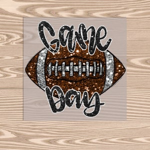 Ready to Press, Faux Sequin Game Day Football, heat transfer print (faux sequin effect printed), DTF Transfer Print
