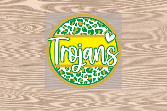 Ready to Press, Trojans Gold and Green Circle, heat transfer print, DTF Transfer Print