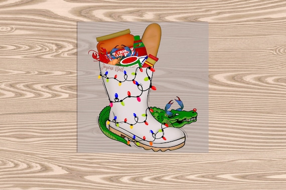 Ready to Press DTF Transfer-Cajun Stocking Christmas