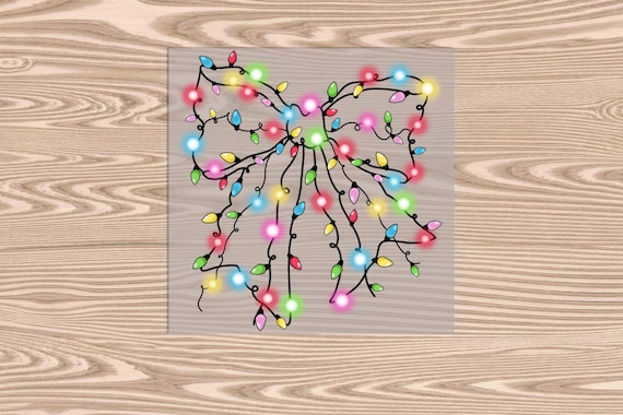 Ready to Press, Bow of Christmas Lights, Christmas, heat transfer print, DTF Transfer Print