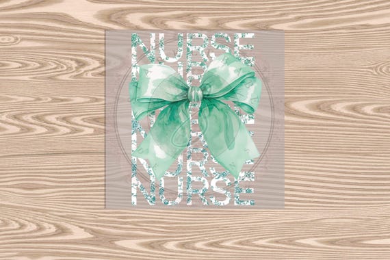 Exclusive Design- Ready to Press, Green Nurse Chinoiserie with Bow, DTF Transfer Print