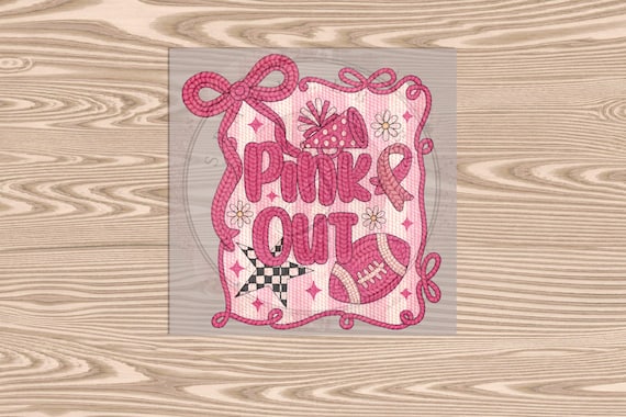 Ready to Press DTF Transfer-Pink Out Football - Faux Yarn & Embroidered Effect