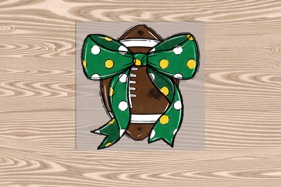 Football Green Dots Bow DTF Transfer Print: Ready to Press