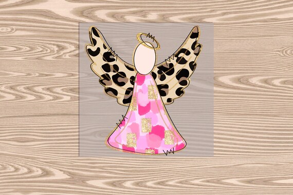 Ready to Press, Leopard Christmas Angel, heat transfer print, DTF Transfer Print