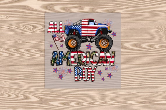 Ready to Press, All American Boy Monster Truck, DTF Transfer Print