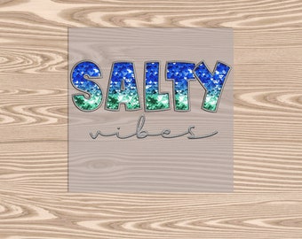 Ready to Press DTF Transfer-Salty Vibes faux sequin- heat transfer