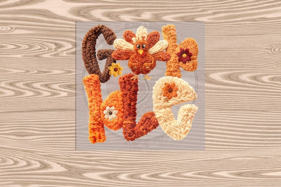 Ready to Press DTF Transfer-Gobble Turkey :Faux Yarn & Embroidered Texture Effect