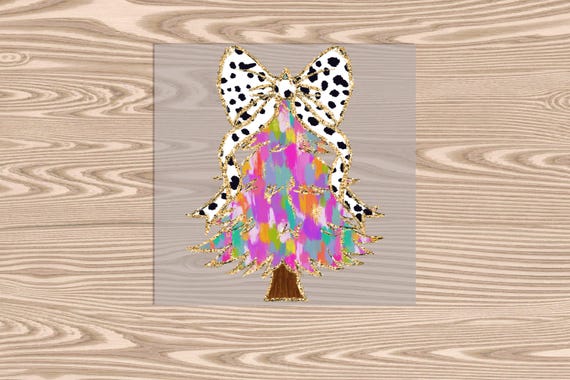Ready to Press, Colorful Christmas Tree Spotted Dot Bow, Christmas, heat transfer print, DTF Transfer Print