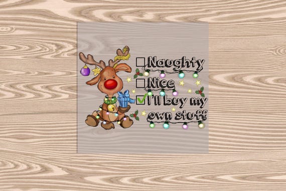 Ready to Press, Naughty Reindeer, heat transfer print, DTF Transfer Print