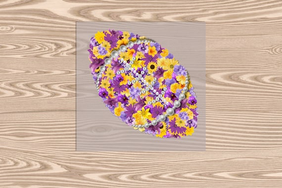 Ready to Press, Purple and Gold Flower Football, heat transfer print, DTF Transfer Print