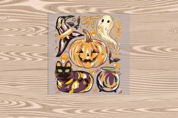 Ready to Press, Spooky Watercolor Halloween, heat transfer print, DTF Transfer Print