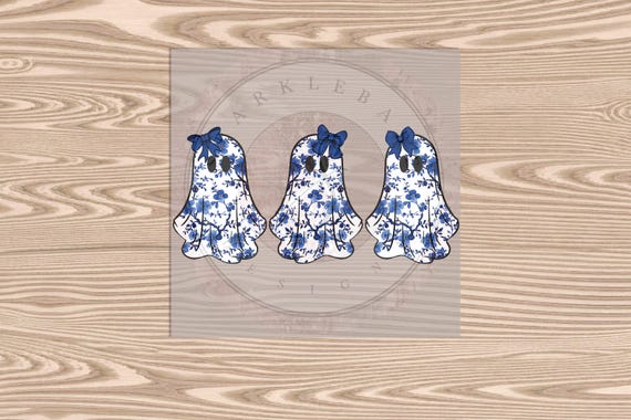 Ready to Press, Chinoiserie Ghost Trio Halloween, heat transfer print, DTF Transfer Print