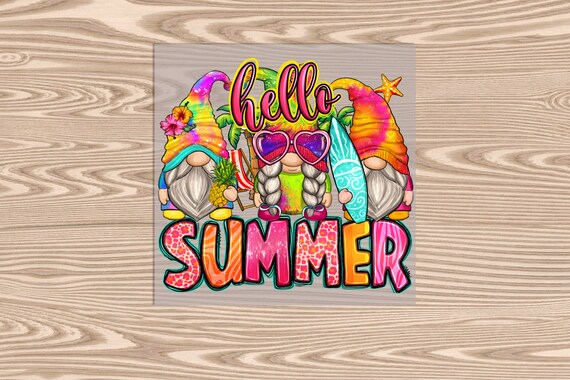 Ready to Press, Hello Summer Gnomes, DTF Transfer Print