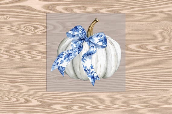 Ready to Press, Chinoiserie White Pumpkin, Halloween, heat transfer print, DTF Transfer Print