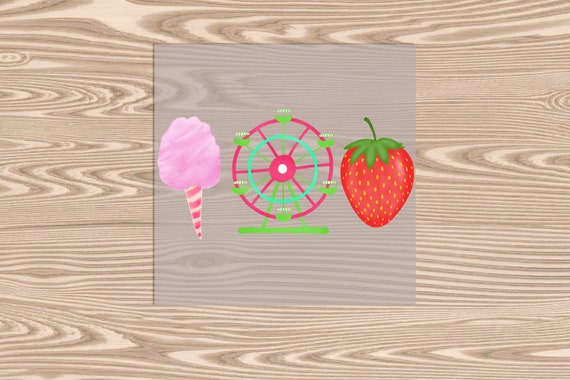 Ready to Press, Cotton Candy Ferris Wheel Strawberry, Festival, Fair, heat transfer print, DTF Transfer Print