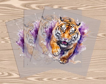 Ready to Press DTF Transfer-Watercolor Tiger- heat transfer