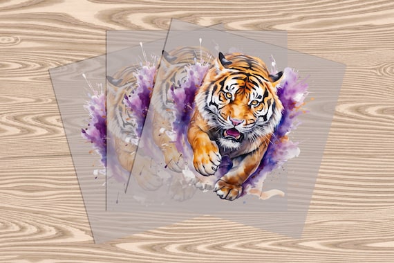 Ready to Press, Watercolor Tiger, heat transfer print, DTF Transfer Print