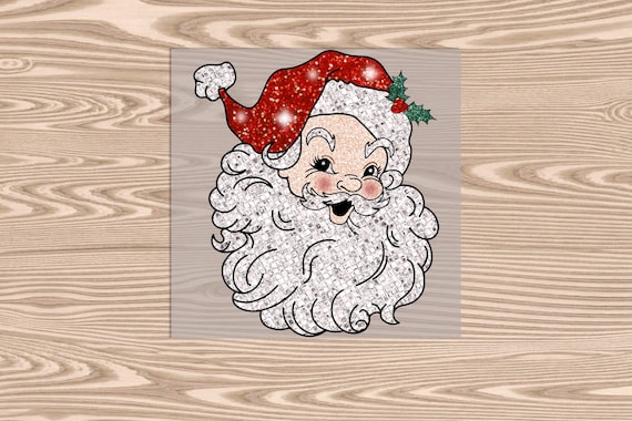 Ready to Press, Red Hat Santa, heat transfer print (faux sequins), DTF Transfer Print